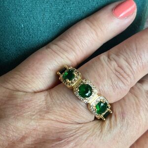 Gold-filled Eternity Band with Emerald Green  & White CZs Sz 9 GORGEOUS